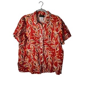 Vintage Bob Mackie Wearable Art Leafs Button Down Top